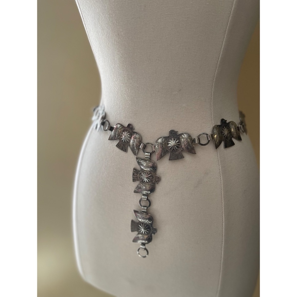 VINTAGE thunderbird silver waist belt s